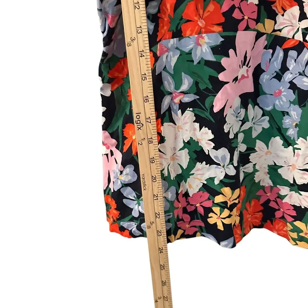 Old Navy Cotton Floral V-Neck Halter Top with Ruching and Puff Sleeves‎ Size XL